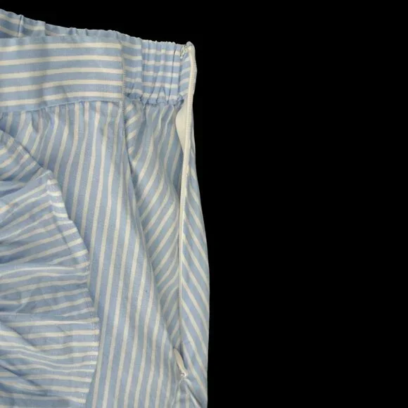 Jill Stuart Blue White Striped Cotton Skirt S8 Nautical - Picture 10 of 11
